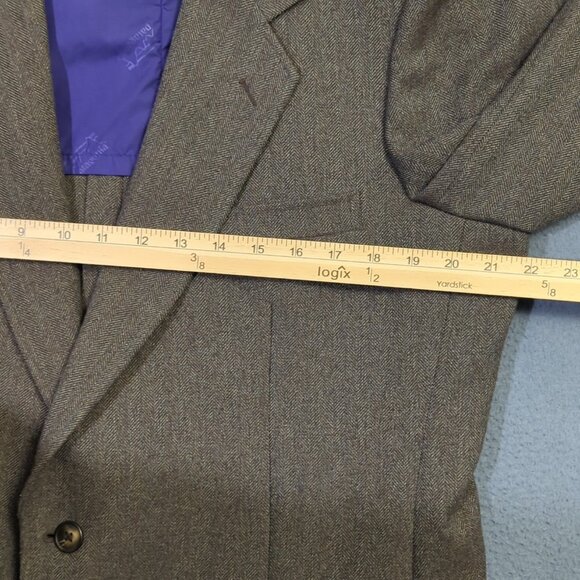 Patagonia VTG Sports Coat Men's 44R Brown Half Lined Herringbone Tweed Stretch - Picture 8 of 16